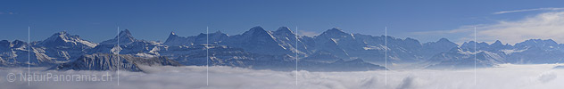 Panorama photo Bernese Alps with sea of fog