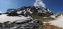 Panoramabild Wasserfall und Bergbach in Berglandschaft