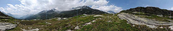 Panoramic image of the primeval landscape of San Bernardino, Misox