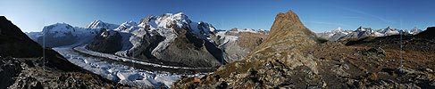 Large panoramic morning in the mountains