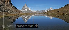 Grosspanorama Spiegelung Matterhorn im Riffelsee