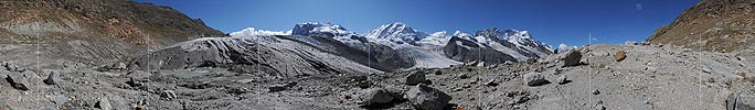 360° Panoramic image Gorner glacier (Swiss alps, Date: 8.2008)