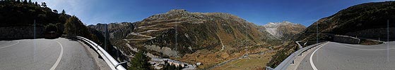 Panoramic picture alpine pass (Furka Pass)