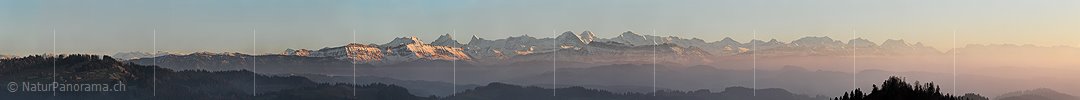 Grosspanorama Alpenkette im Abendlicht