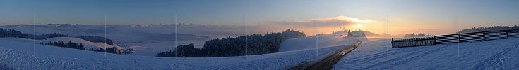 Panoramic picture wintry evening mood