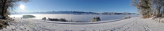 Panorama winter day on the Belpberg