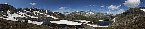 Panoramic image mountain landscape with three mountain lakes