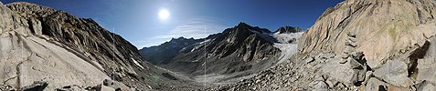 360° Panoramabild Bächlital und Bächligletscher (Stand 10.2009)