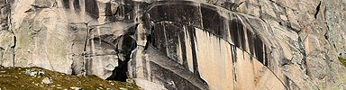Panorama fine fissure in rock face