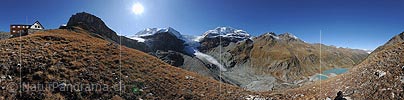 360° Panorama photo Turtmann glacier and Turtmann hut (Date 10.2009)