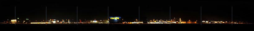 Panoramic picture of night admission of the shopping mile