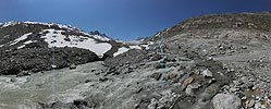 Panorama mouth of glacier of the Oberaar glacier (Switzerland)