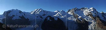 Panoramic image Monte Rosa, Liskamm, Castor, Pollux and Zermatter Breithorn