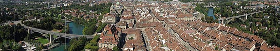 Panoramic image View of the old town of Berne from the air