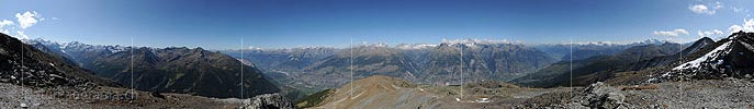 360° summit panorama Ergischalphorn (Ausgstbordregion, Valais, Switzerland)