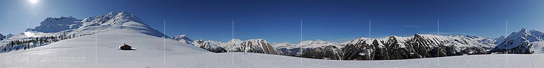 360° Panoramic photo Splendid winter day in the Valais Alps
