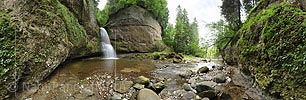 360° gigapixel photo waterfall in gorge (long exposure)