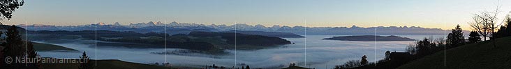 Panoramaic image Sunset with fog sea