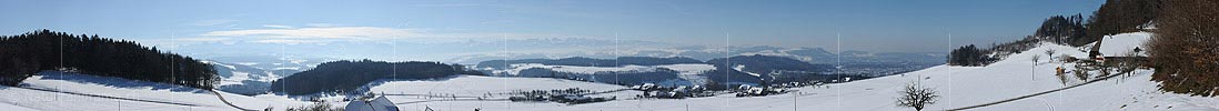 Panoramic image Winter landscape at Bantiger