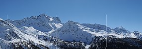 Panoramabild Winterlandschaft mit Schwarzhorn, Stockhorn und Hillehorn