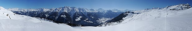 Panoramafoto Walliser Alpen im Winter