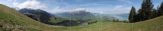 Panoramic photo Kandertal, Niesen and Lake Thun from Aeschiried