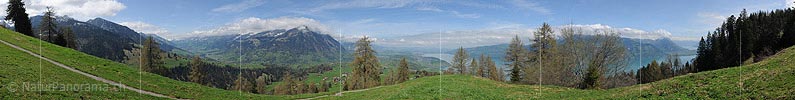 Panoramic image Kandertal, Niesen and Lake Thun from Aeschiried