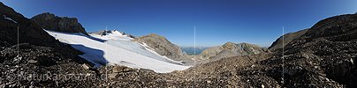 Panorama Wildhorn, Tungelgletscher und Chilchligletscher aus der Region Schinhorn
