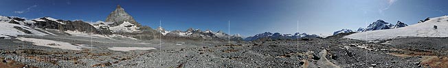 360° Panorama photo Matterhorn and barren plateau
