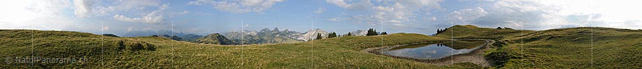 360° Panoramaic photo Small mountain lake in lovely mountain landscape
