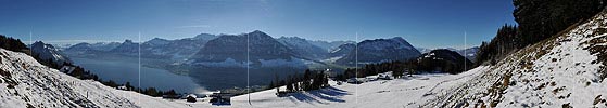Panoramic photo Vierwaldstättersee, Buochserhorn and Stanserhorn