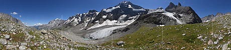 360° Panorama view Lauterbrunnen Breithorn und Breithorn glacier