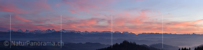 Panoramic photo Sunset over the Bernese Alps