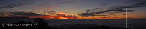 Panoramic photo Landscape with glowing clouds