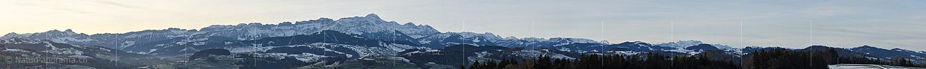 Panoramic Alpstein with the Säntis from north (St.Gallen)