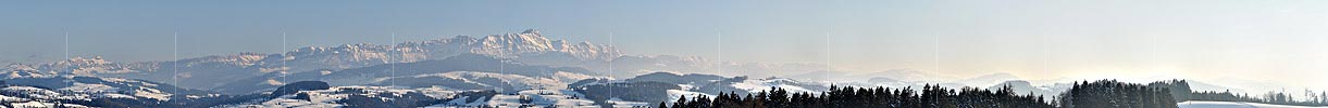 Panorama Bergkette des Alpsteins mit Säntis von Norden (St.Gallen) ENTWURF