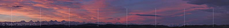 Panoramic photo Colored clouds over the Bernese Alps