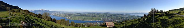 Panoramic photo Lake Küssnacht, Rooterberg and Swiss center land of the Seebodenalp