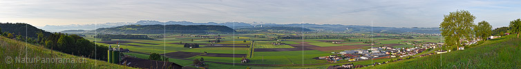 Panorama photo Wauwilermoos and Alps