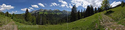Panorama photo Friendly cloudy sky over the Bernese Pre-Alps