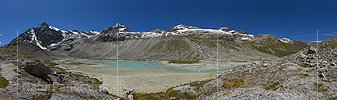Panoramafoto Flacher Begrsee in hochalpiner Umgebung