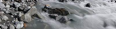 Panorama photo Glacial stream (long exposure)
