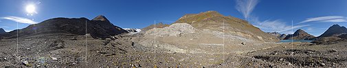 360° Panorama Griesgletscher (Vorfeld und Gletscherzunge, Stand 9.2016)