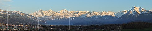 Panorama photo Bernese Alps from the Aare Valley
