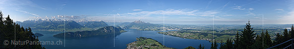 Panorama photo Lake Lucerne, Pilatus and Lucerne from Rigi Chänzeli