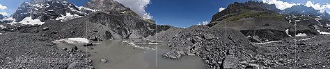 360° Panoramafoto Gletschersee auf dem Gamchigletscher (Stand 19.6.2017)
