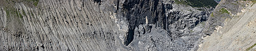 Panorama photo Structures in moraine and rockfall at the Eiger