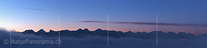 Panorama photo Morning mood with Bernese Alps and sea of fog