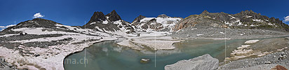 Panoramic photo Watercourse on alluvial plain at Tiefen glacier (Date 13.7.2018)