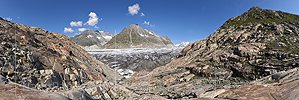 Panoramafoto Grosser Aletschgletscher bei Märjelen (Stand 8.2018)